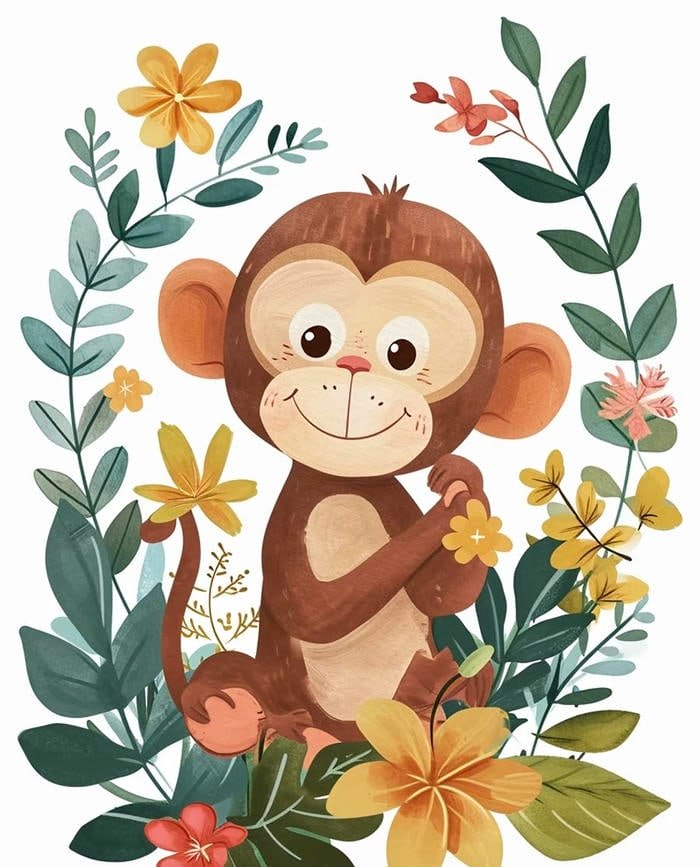 Bức ảnh tranh vẽ con khỉ chất liệu acrylic