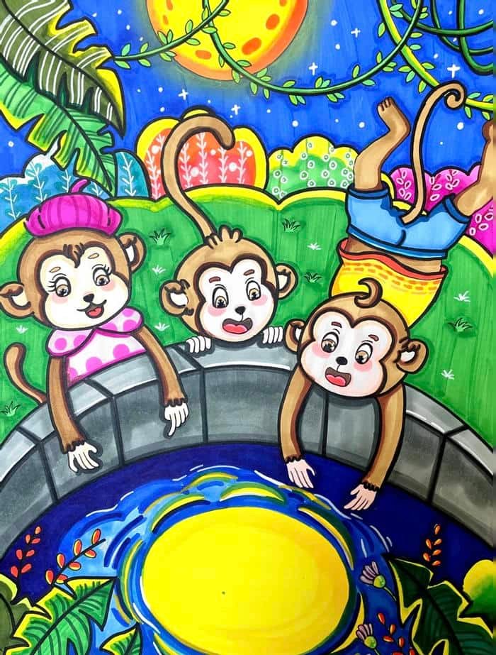 Bức ảnh tranh vẽ con khỉ nét bút phóng khoáng