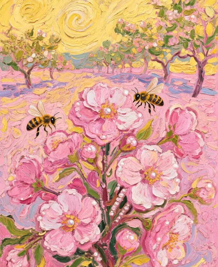 Bức ảnh tranh vẽ con ong ánh sáng dịu nhẹ