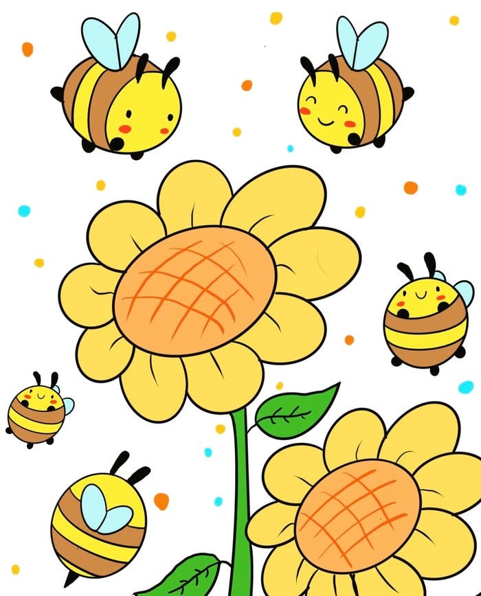 Bức ảnh tranh vẽ con ong bố trí hài hòa