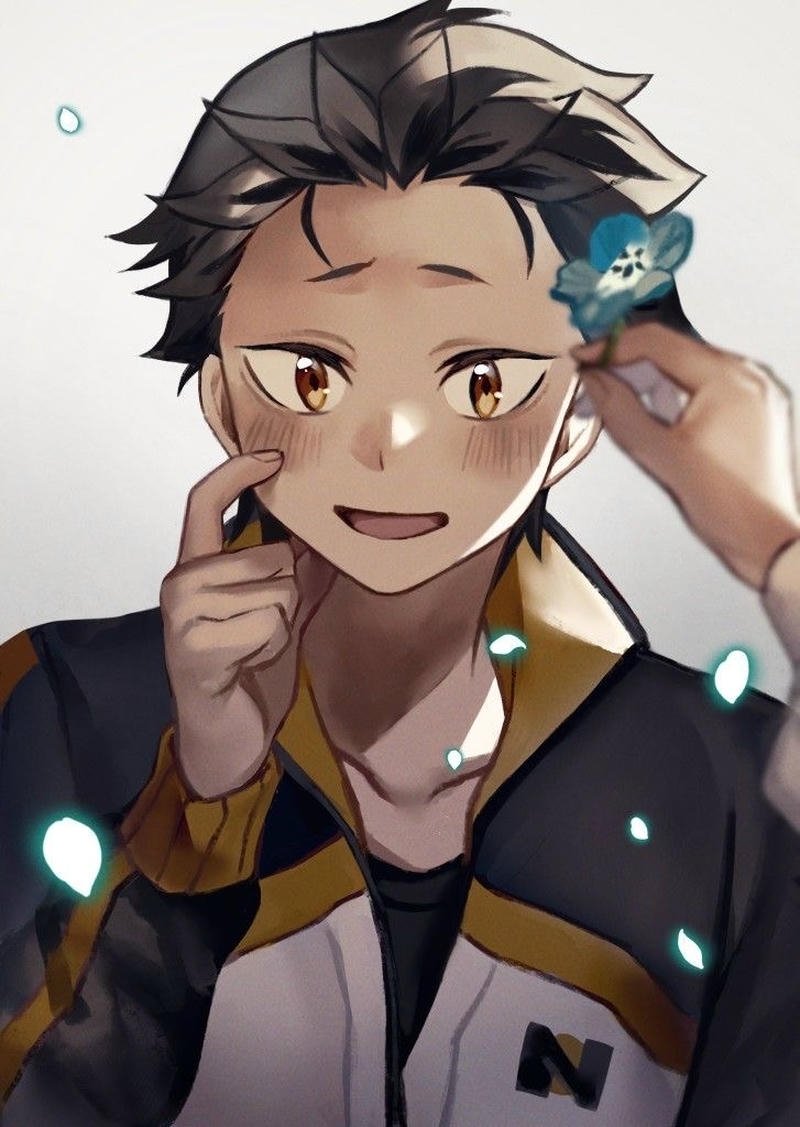 Bức hình Natsuki Subaru anime với ánh mắt kiên trì