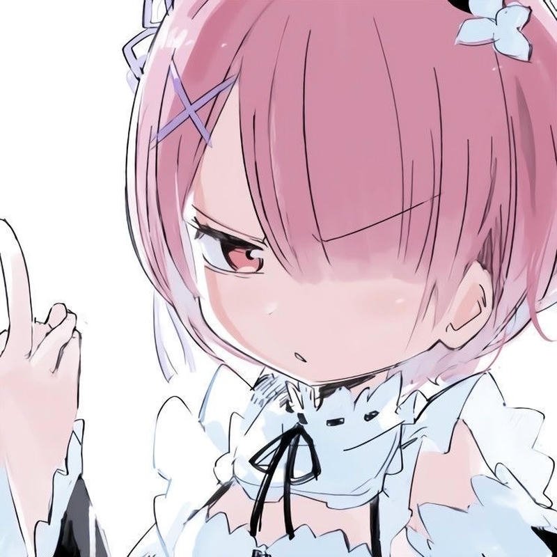 Bức hình Ram Re Zero chibi với nét mặt hài hước