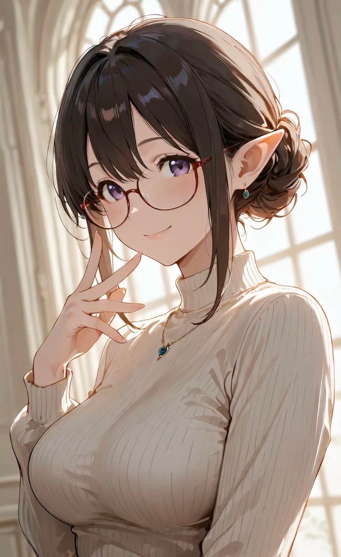 Bức hình anime đeo kính nụ cười e ấp đáng yêu