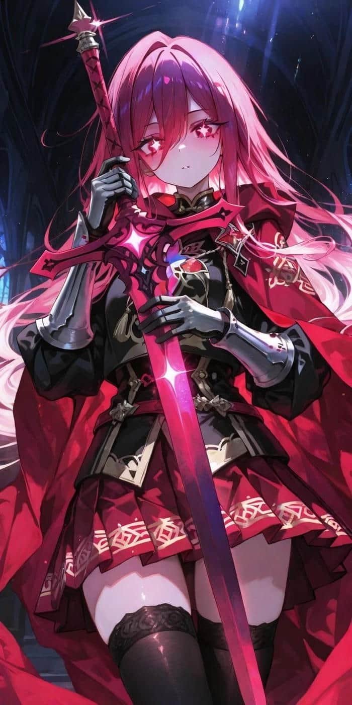 Bức hình anime nữ cầm kiếm tạo cảm giác oai phong