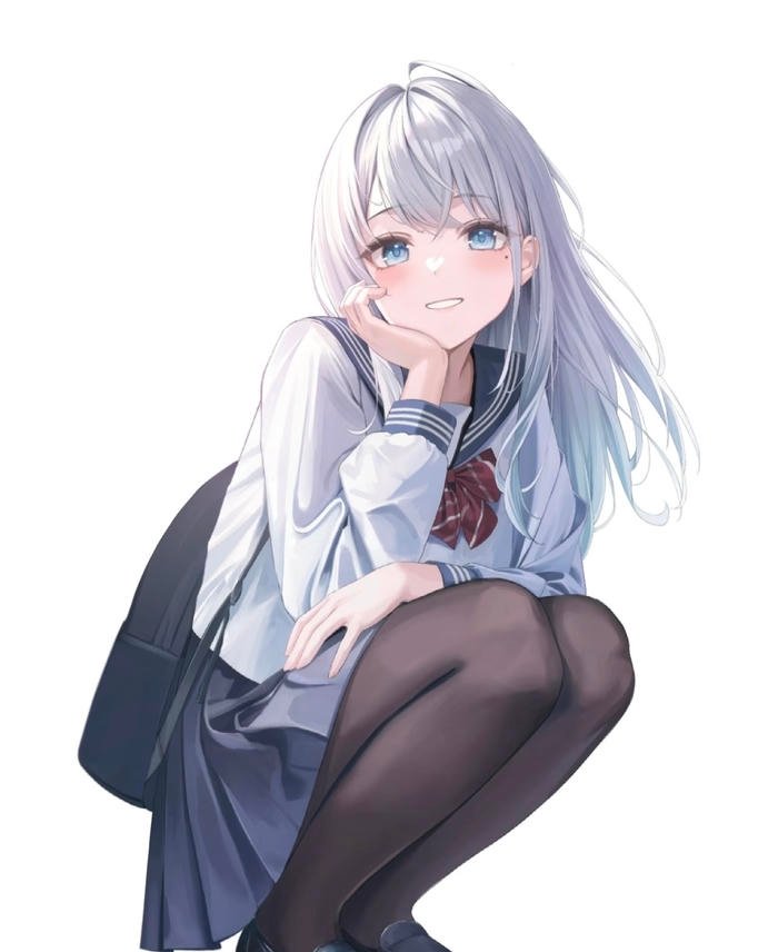 Bức hình anime nữ học sinh ánh mắt trong veo