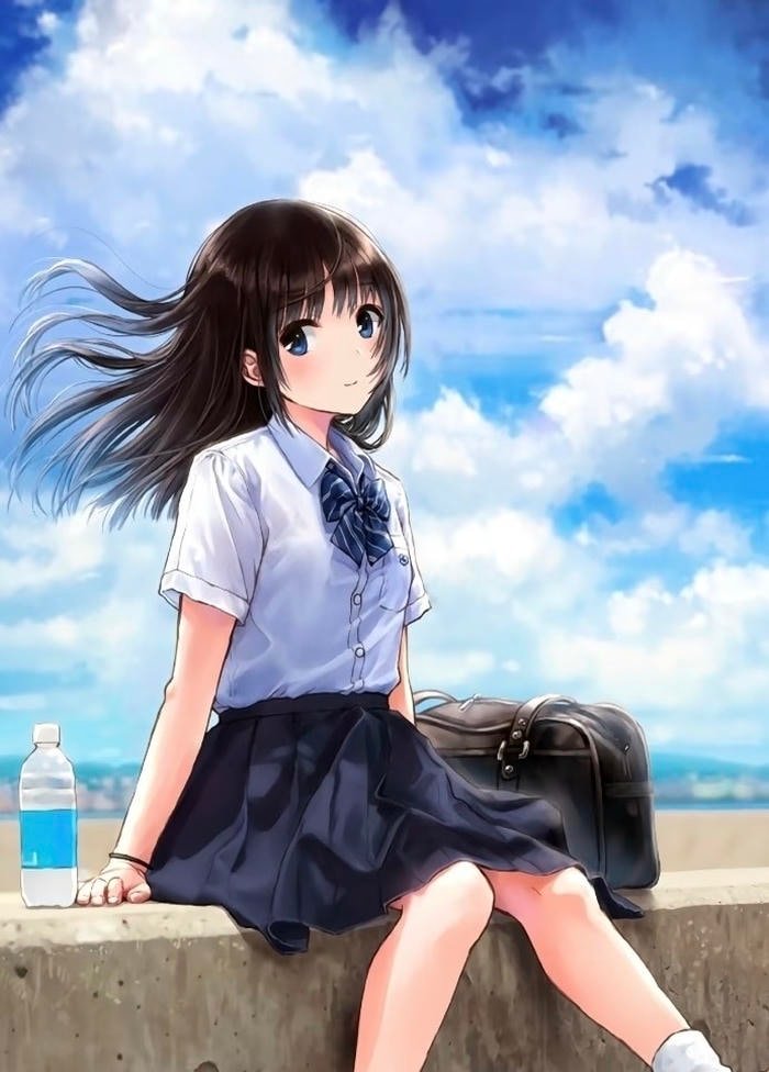 Bức hình anime nữ học sinh dáng vẻ nhỏ nhắn