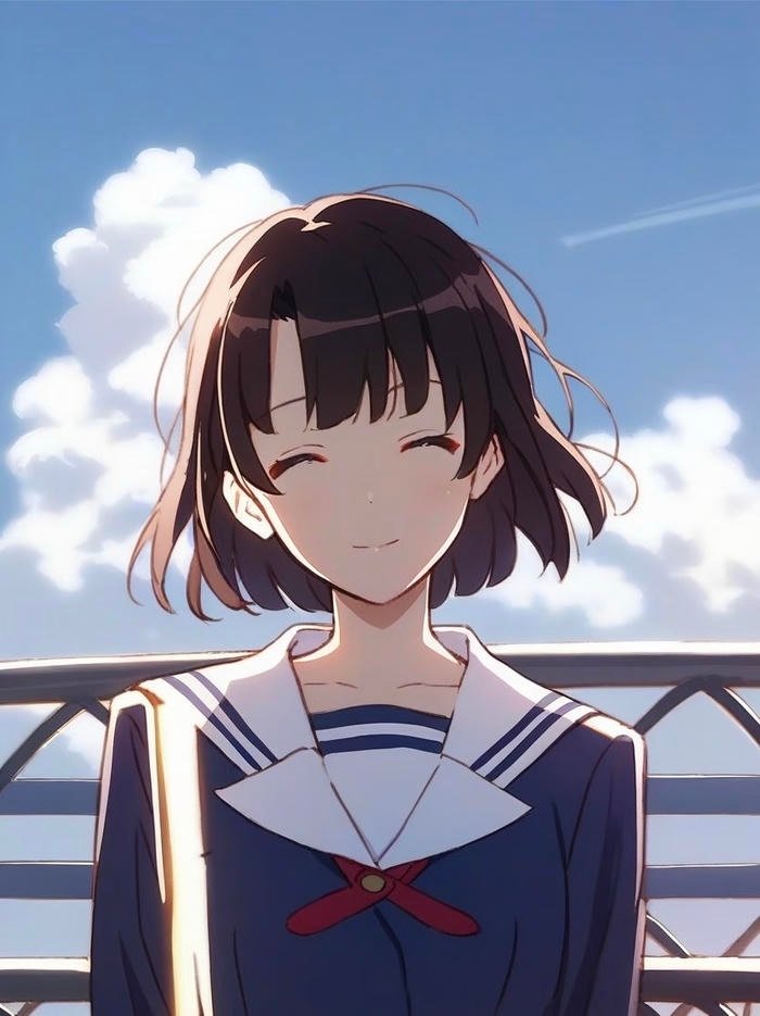 Bức hình anime nữ học sinh vẻ ngoài đáng yêu