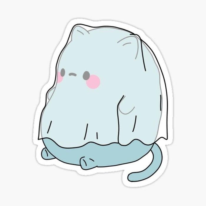 Bức hình sticker mèo gam màu hài hòa