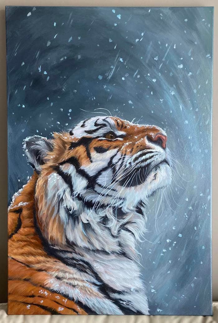 Bức hình tranh vẽ con hổ bố trí cân đối