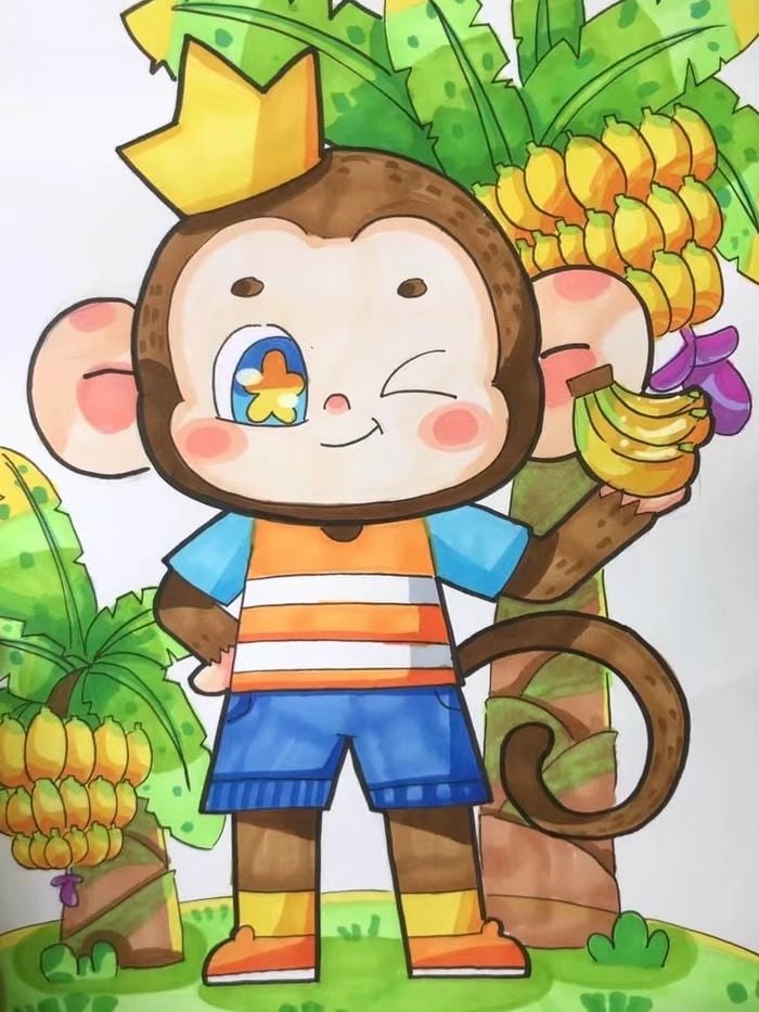 Bức hình tranh vẽ con khỉ phối mảng táo bạo