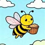 Bức hình tranh vẽ con ong đang lơ lửng giữa không trung