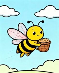 Bức hình tranh vẽ con ong đang lơ lửng giữa không trung