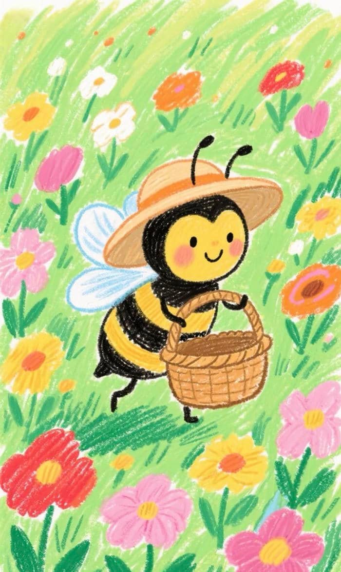 Bức hình tranh vẽ con ong màu sắc tươi tắn