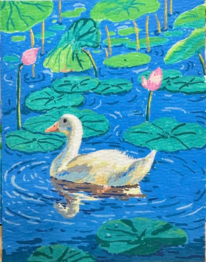 Bức hình tranh vẽ con vịt cho cảm giác hình ảnh dễ xem lâu