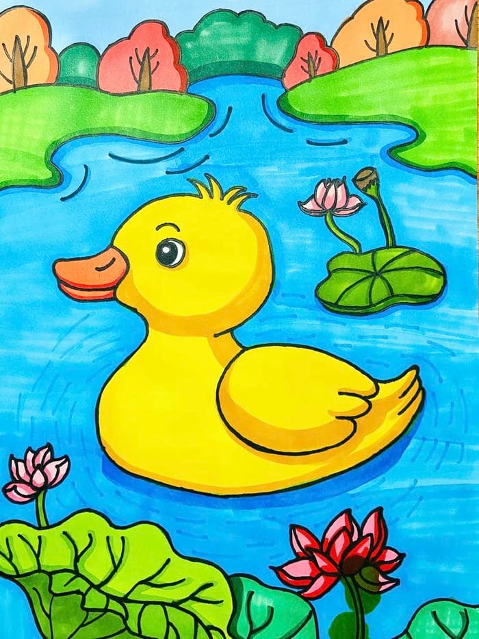 Bức hình tranh vẽ con vịt mang lại ấn tượng nhìn rõ ràng