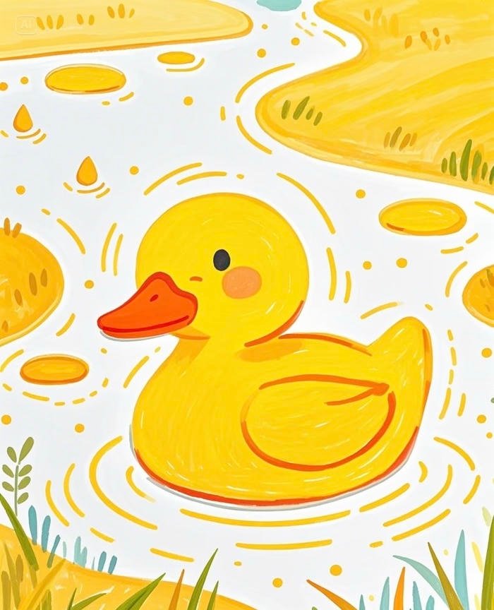 Bức hình tranh vẽ con vịt mang lại cảm nhận tích cực khi ngắm nhìn