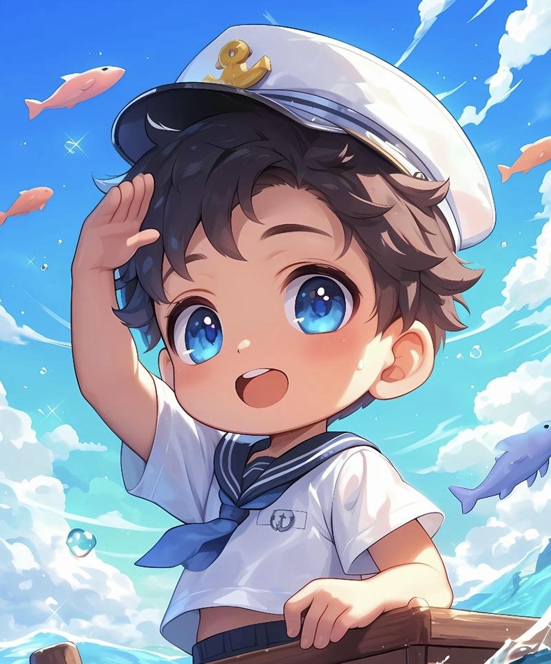 Chàng trai anime dễ thương với ánh mắt long lanh