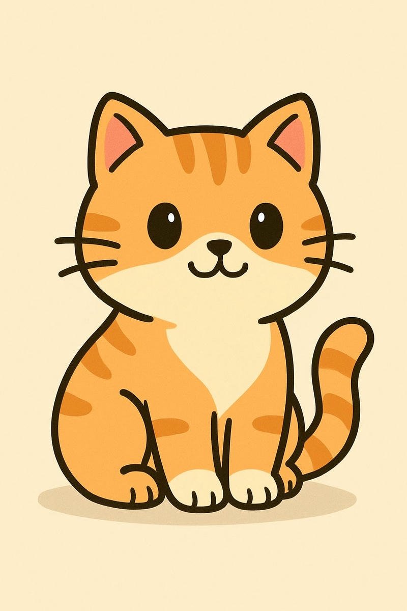 Chú mèo cam mũm mĩm chibi hoạt hình ngộ nghĩnh