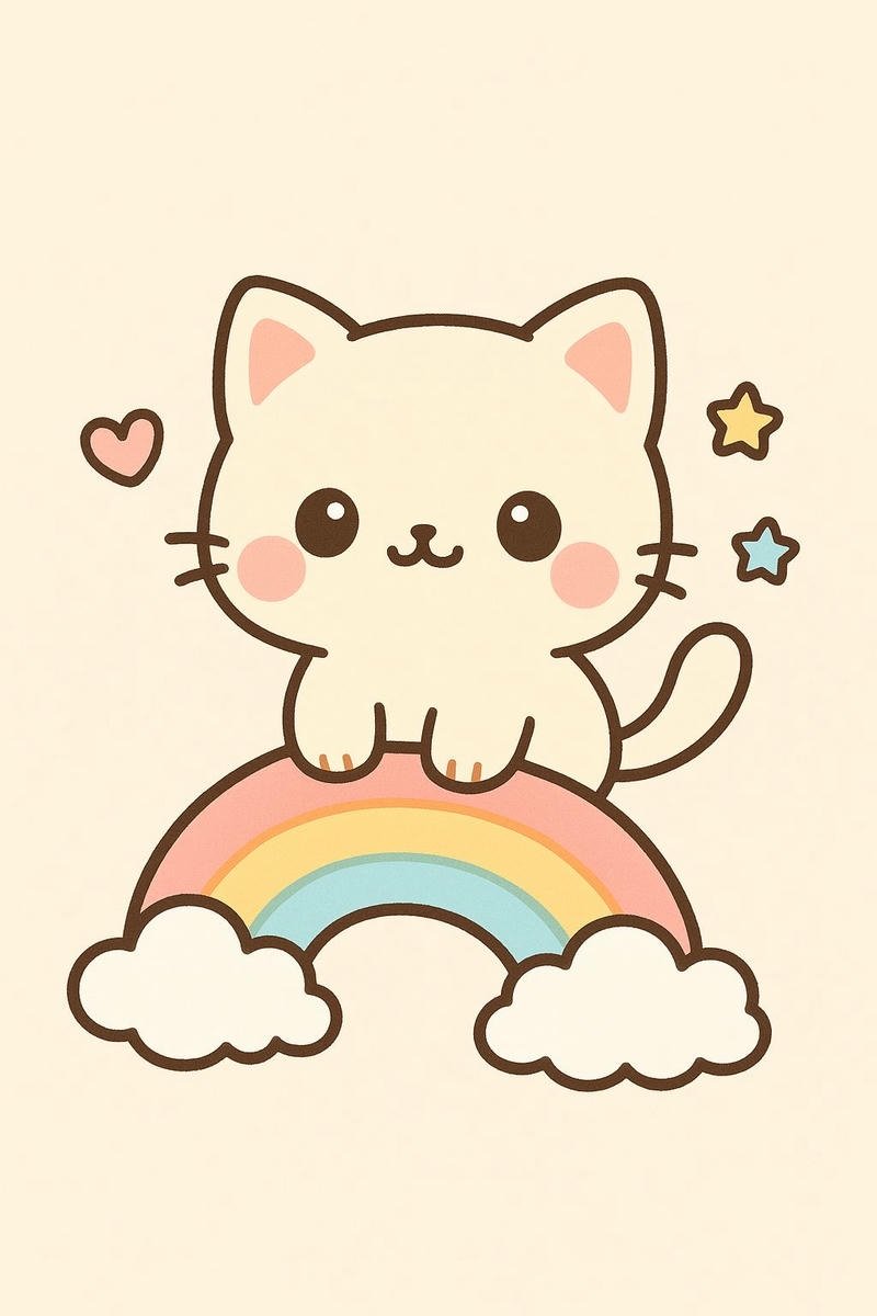 Chú mèo trắng chibi con vậty ngộ nghĩnh