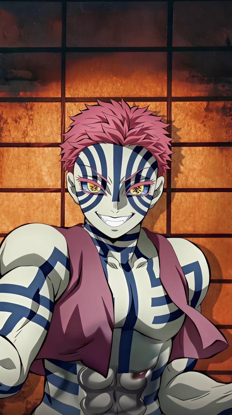 Cơ bắp săn chắc của nhân vật xuất hiện trong ảnh Akaza