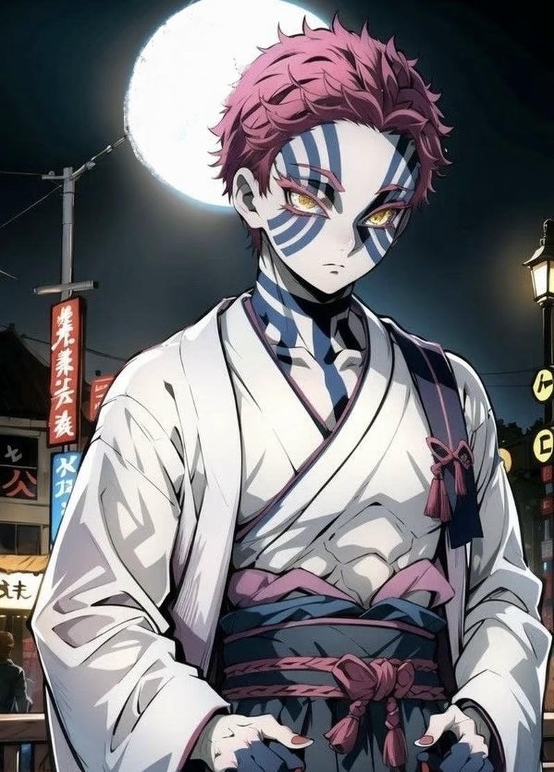 Dáng đứng lạnh lùng của nhân vật trong ảnh Akaza