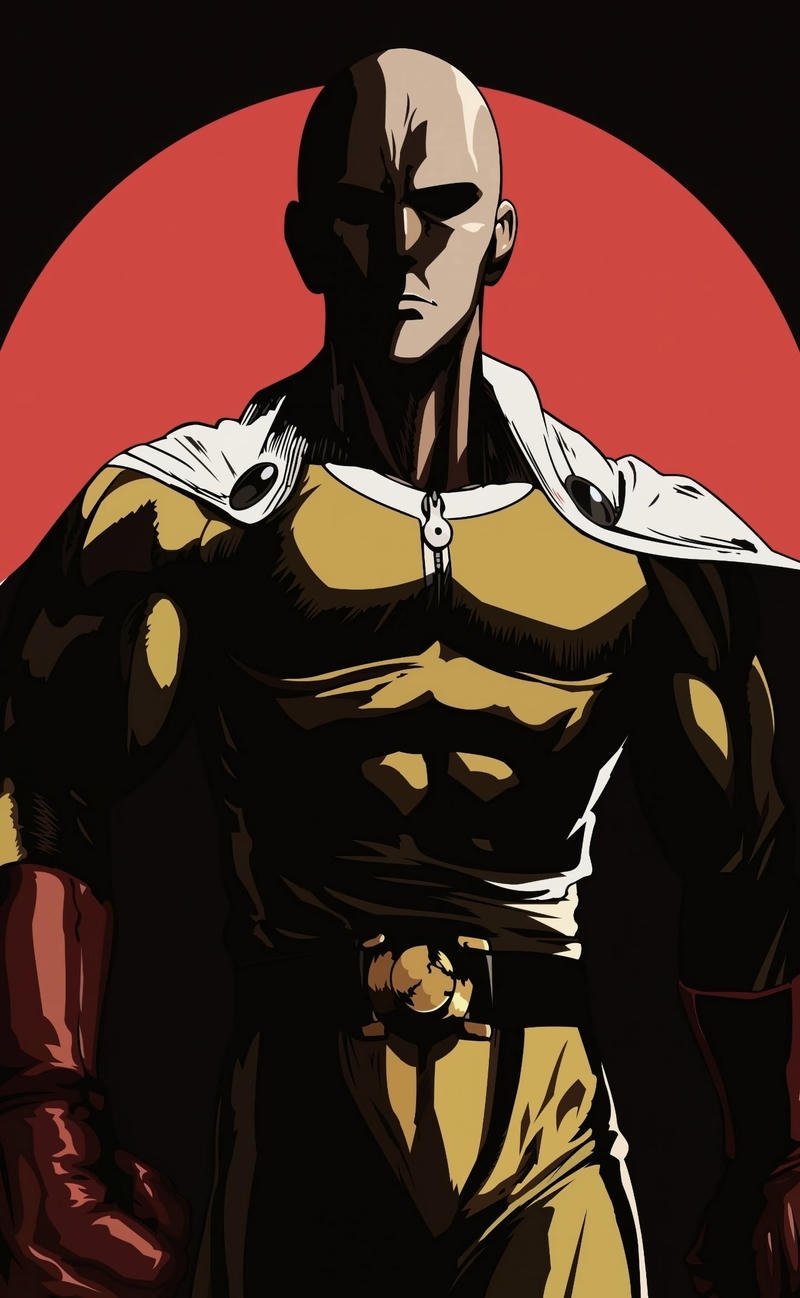 Dáng đứng vững vàng của anh hùng trong ảnh Saitama