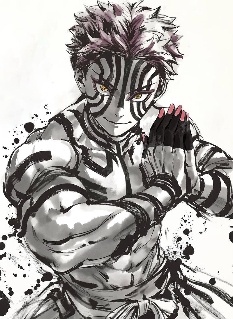 Dáng đứng vững vàng của nhân vật trong ảnh Akaza