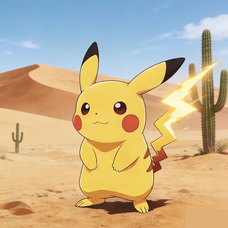 Đuôi tia chớp đặc trưng phía sau Pikachu nổi bật