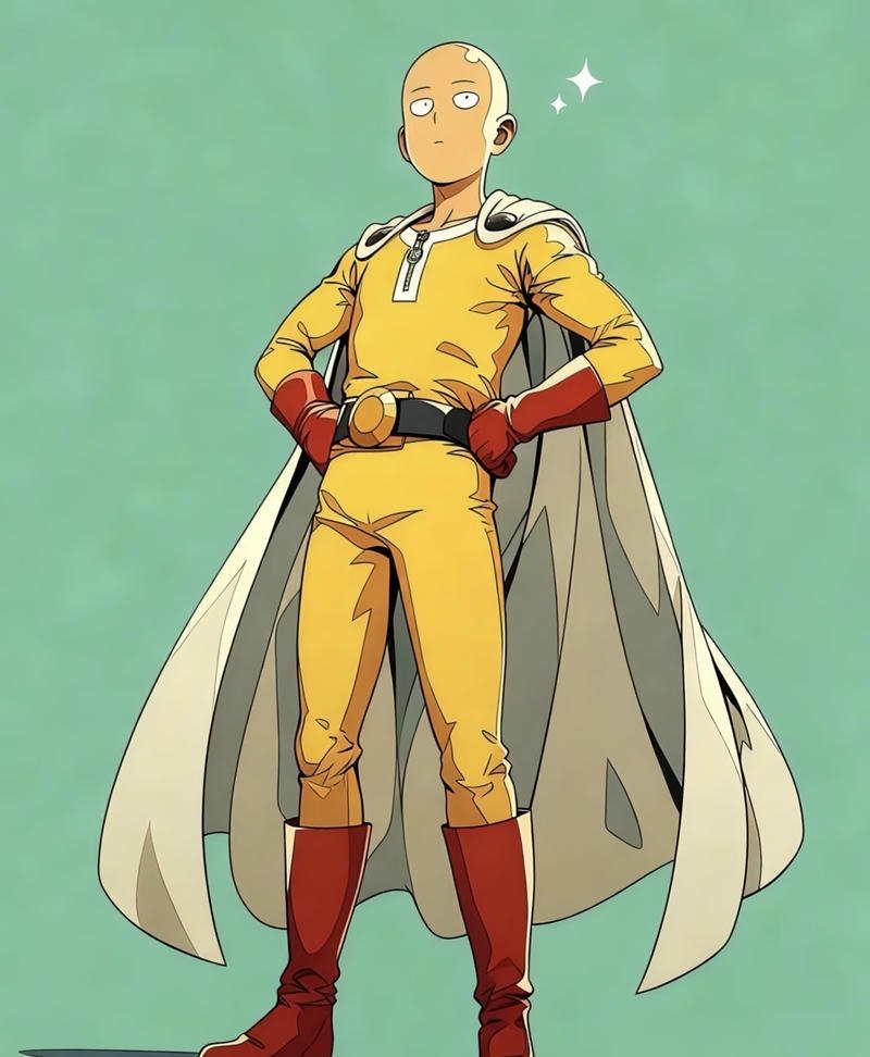 Găng tay đỏ siết chặt trong ảnh Saitama