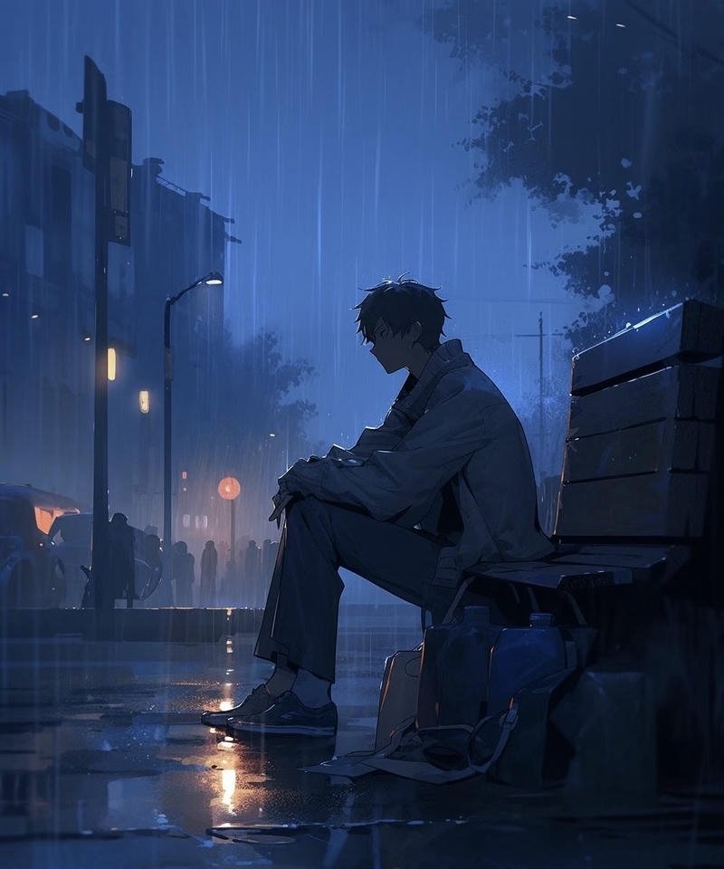 Gương mặt anime boy buồn đầy cảm xúc sâu