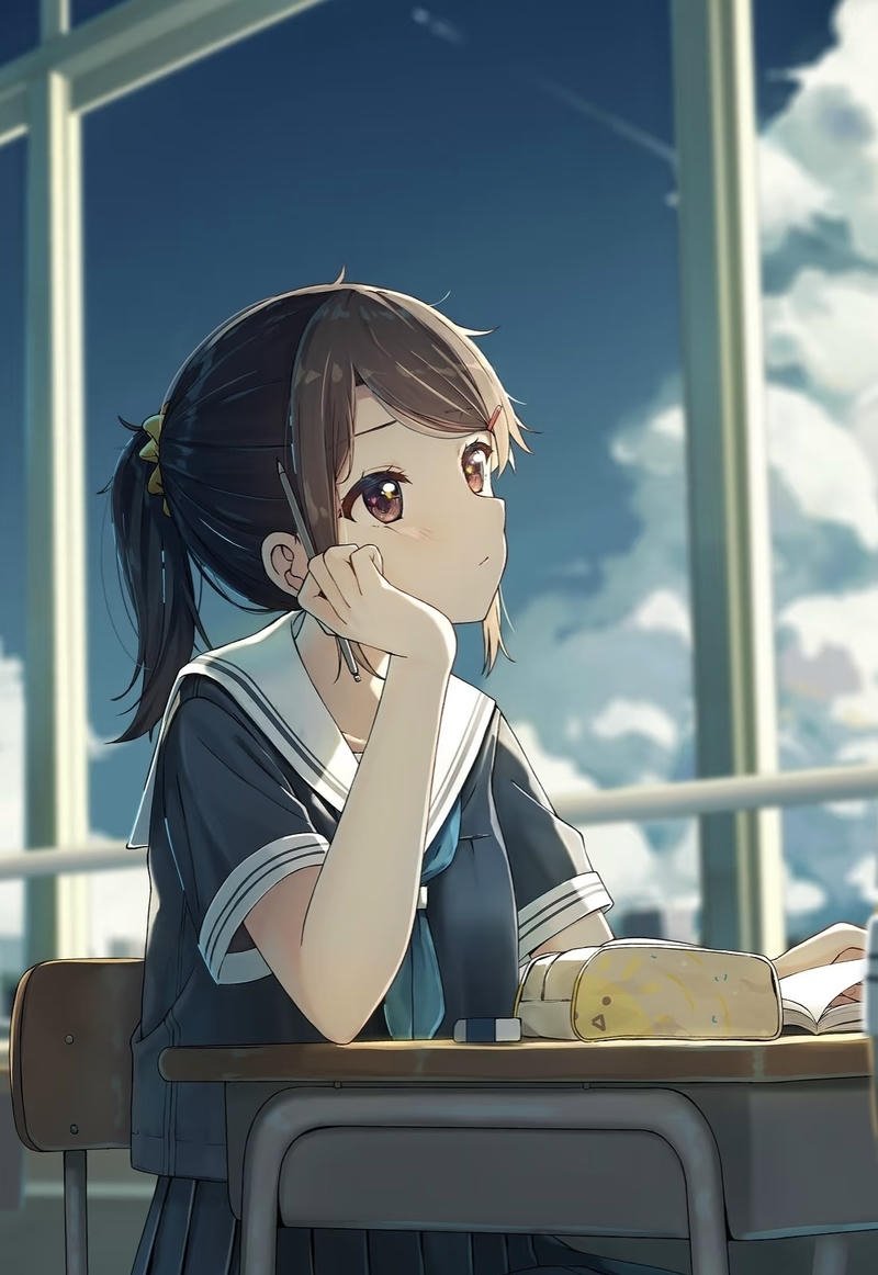 Gương mặt hiền hòa của cô gái anime tóc ngắn