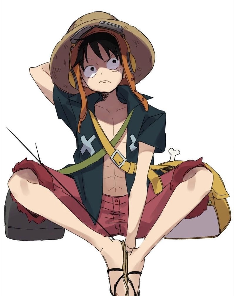 Hình Luffy biểu cảm lạc quan mang màu sắc phiêu lưu