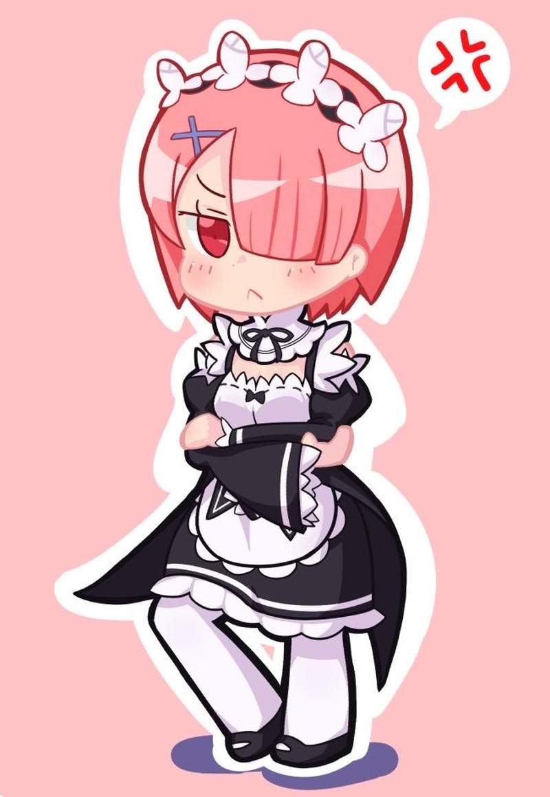 Hình Ram Re Zero chibi mang nét ngộ nghĩnh vui nhộn