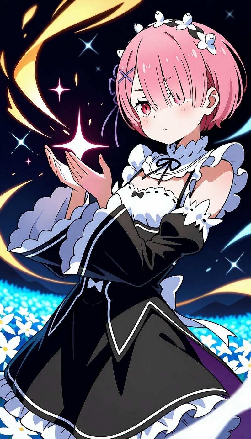 Hình Ram Re Zero với dáng vẻ tự tin mạnh mẽ