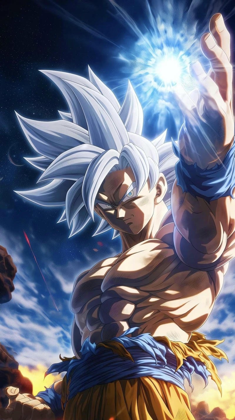 Hình SonGoku gồng mình bùng nổ sức mạnh Saiyan