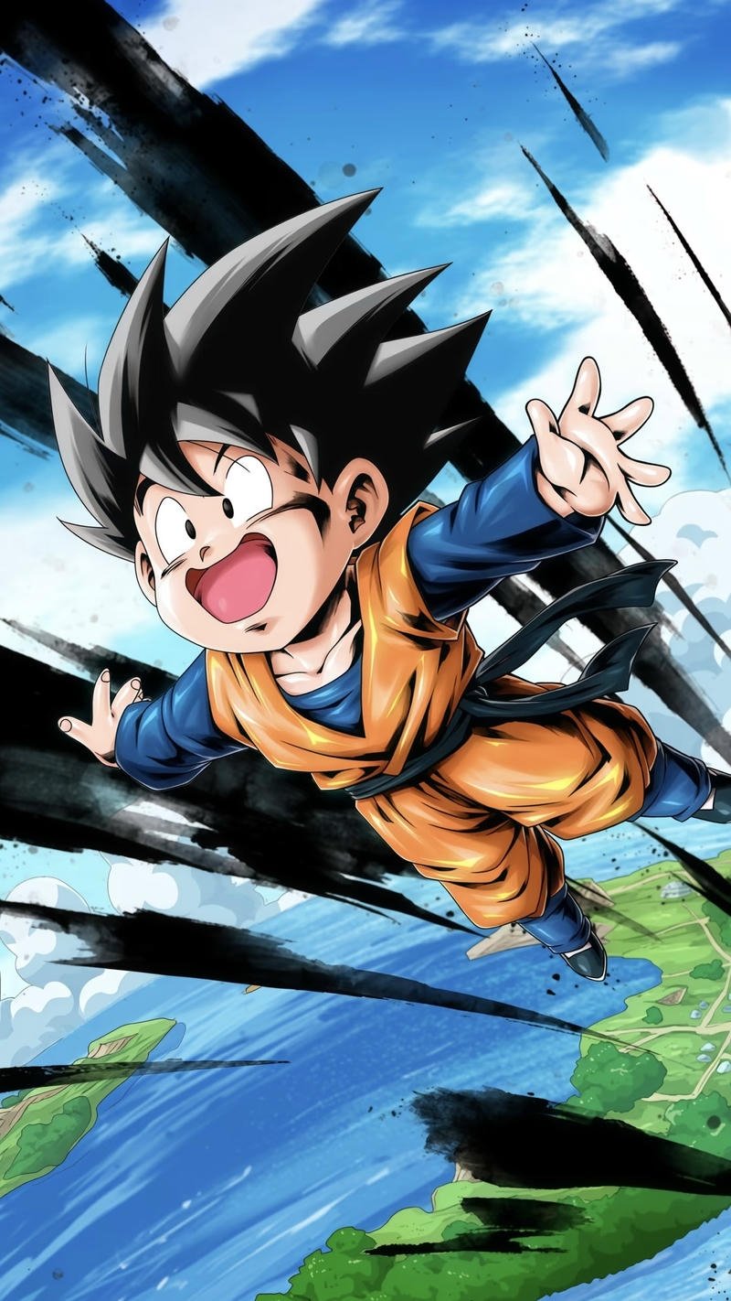 Hình SonGoku tung cú đá nhanh như chớp về phía trước