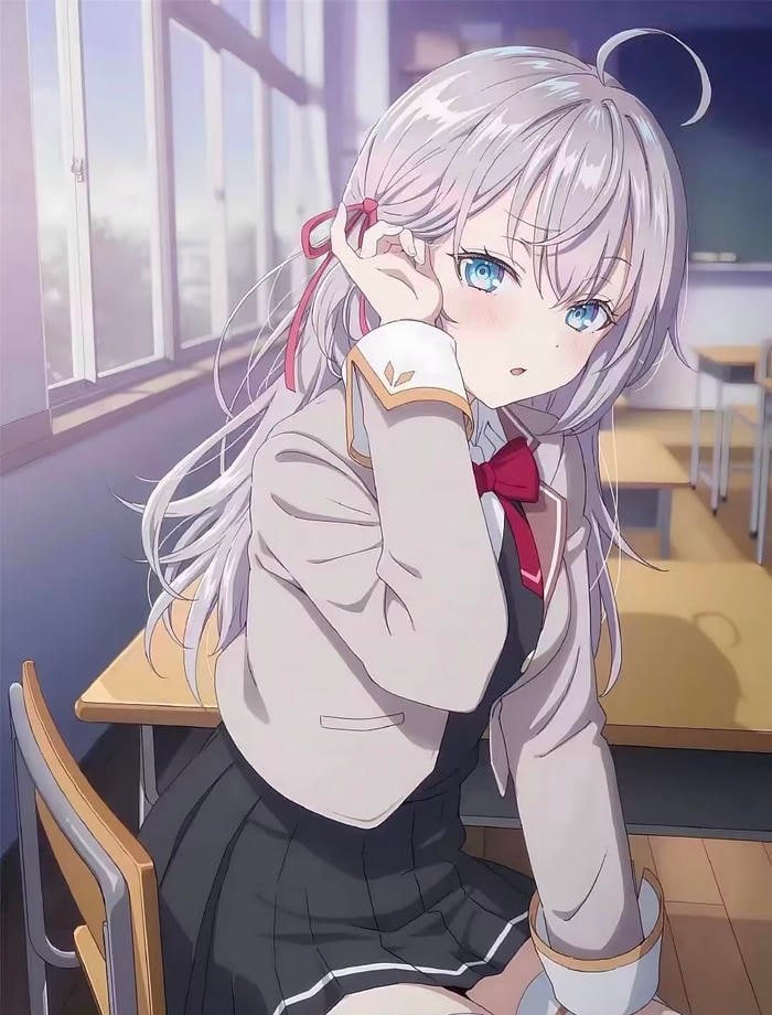 Hình ảnh anime học sinh nụ cười rạng ngời tự nhiên