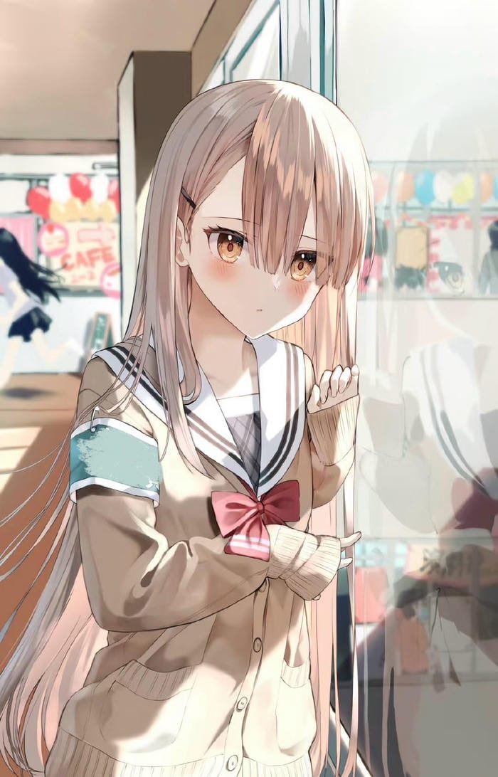 Hình ảnh anime học sinh trang phục mùa thu ấm áp