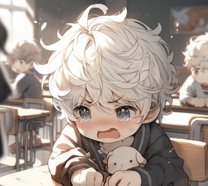 Hình ảnh nam chính anime với tâm trạng lặng lẽ