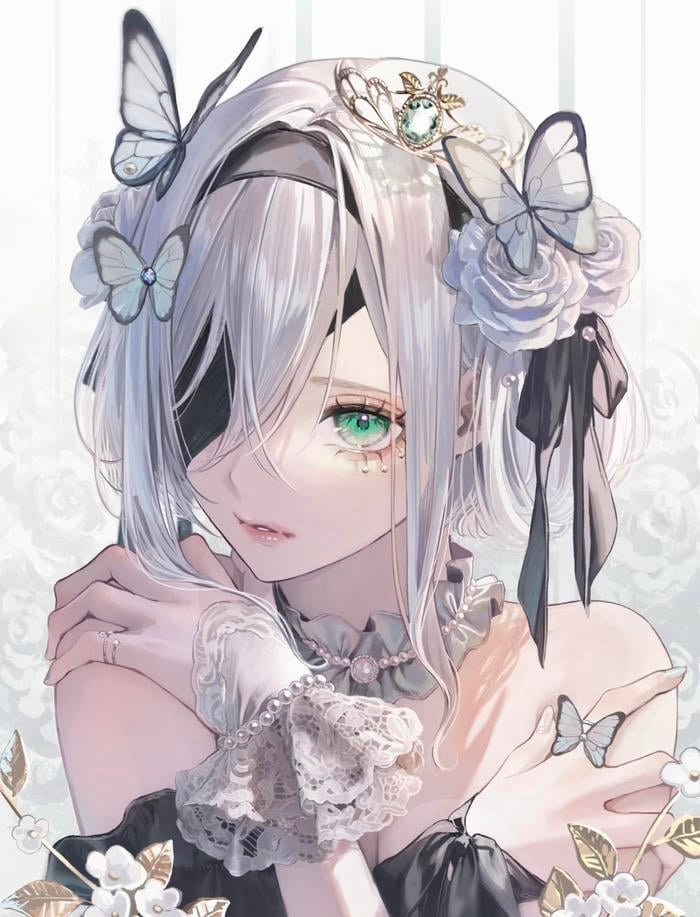 Hình ảnh nhân vật anime nữ ánh nhìn kiên định