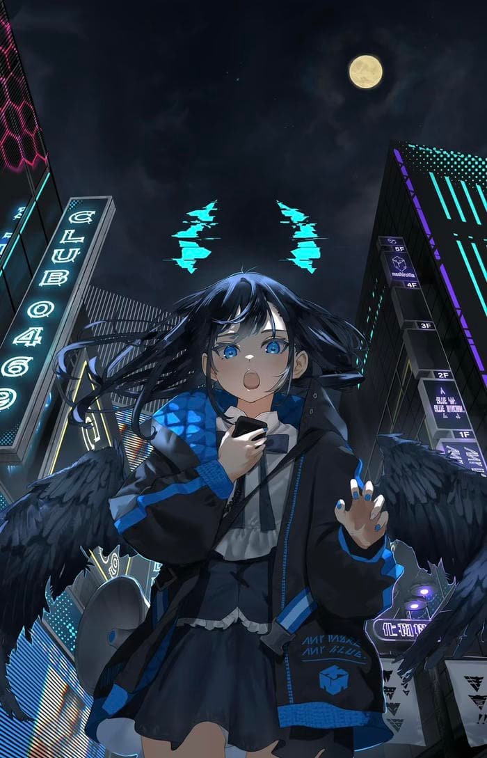 Hình ảnh nhân vật anime nữ giữa khung cảnh huyền ảo