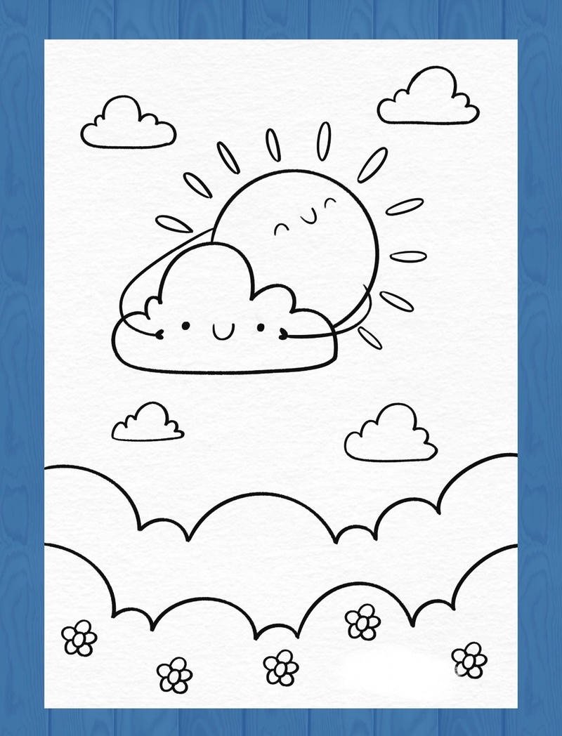 Hình ảnh ông mặt trời tô màu phong cách đáng yêu