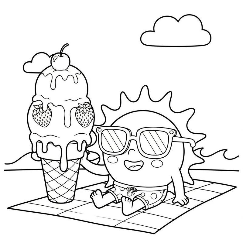 Hình ảnh ông mặt trời tô màu với gương mặt tươi