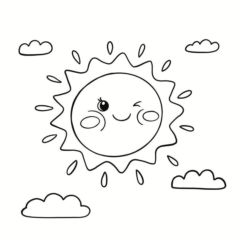 Hình ảnh ông mặt trời tô màu với tia nắng xinh
