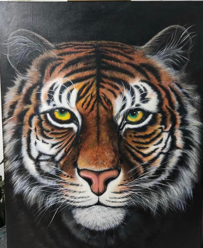 Hình ảnh tranh vẽ con hổ ánh nhìn đầy bản lĩnh