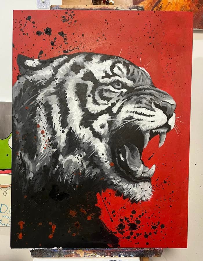 Hình ảnh tranh vẽ con hổ tạo cảm giác hùng tráng