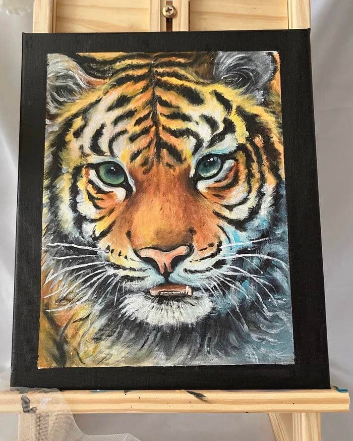 Hình ảnh tranh vẽ con hổ tạo hình đầy chiều sâu