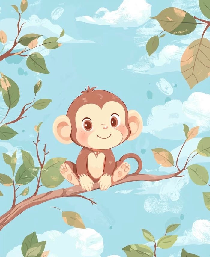 Hình ảnh tranh vẽ con khỉ cảm hứng thiên nhiên