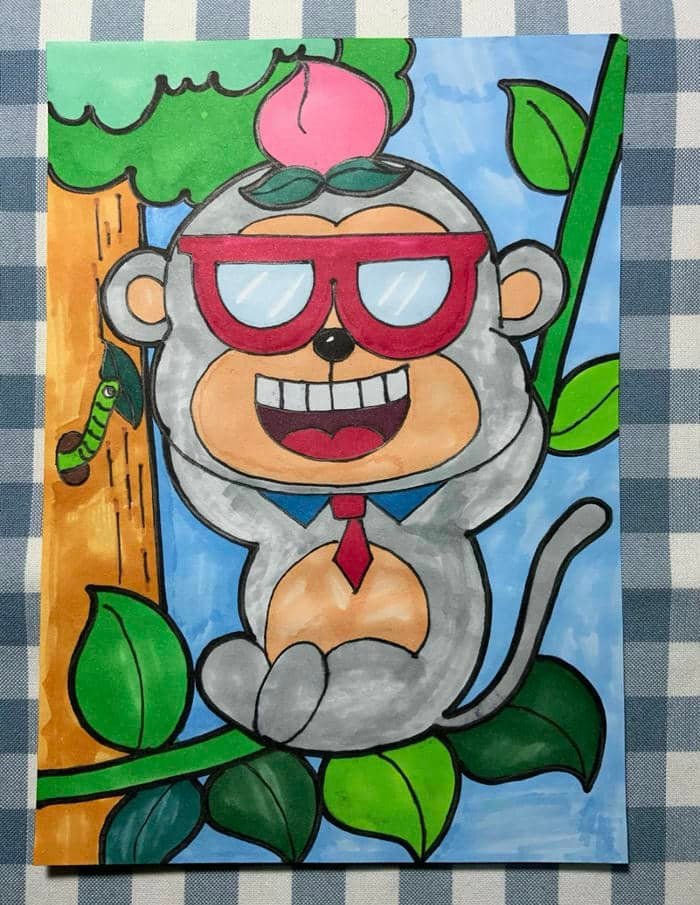 Hình ảnh tranh vẽ con khỉ cảm nhận tự do