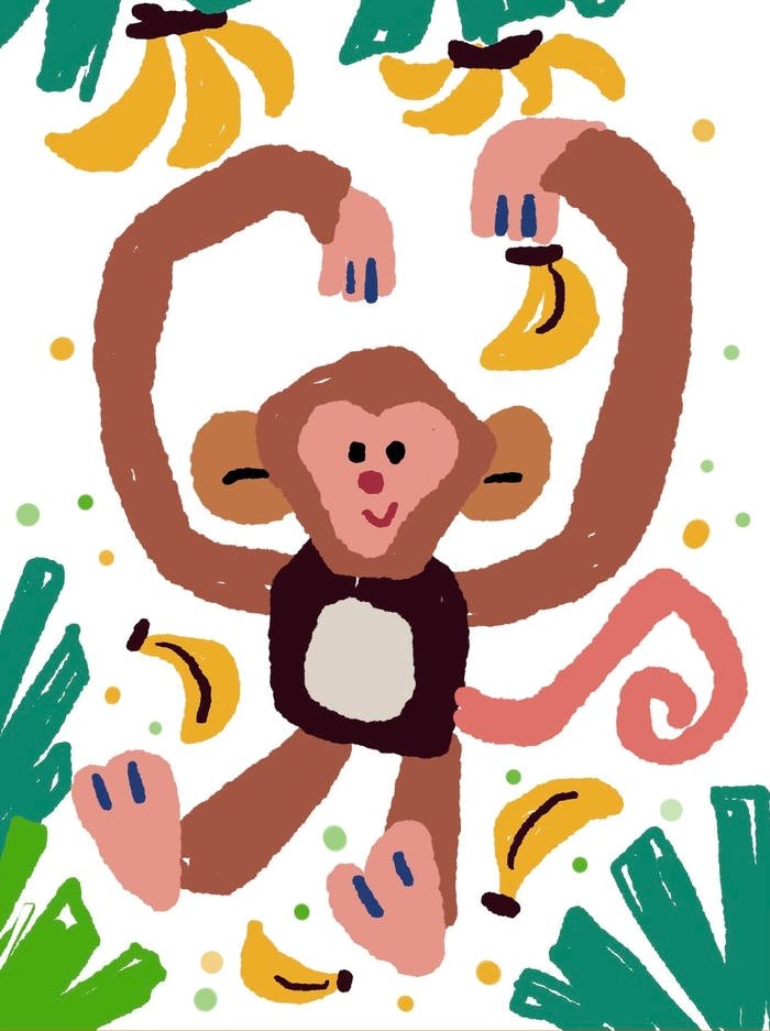 Hình ảnh tranh vẽ con khỉ nhịp điệu chuyển động